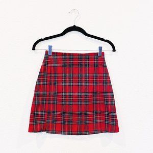 Brandy Melville Red Plaid Cara Skirt